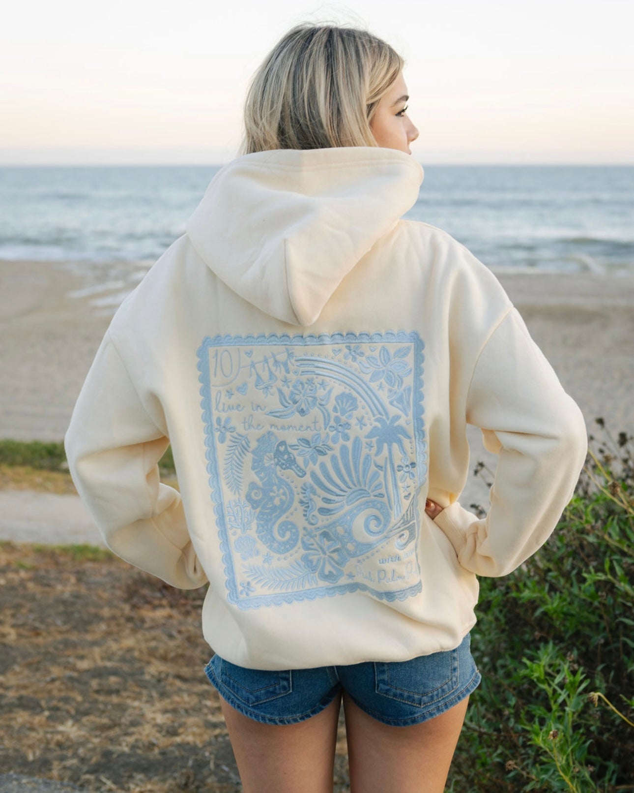 "Live in the Moment" Hoodie in Sand
