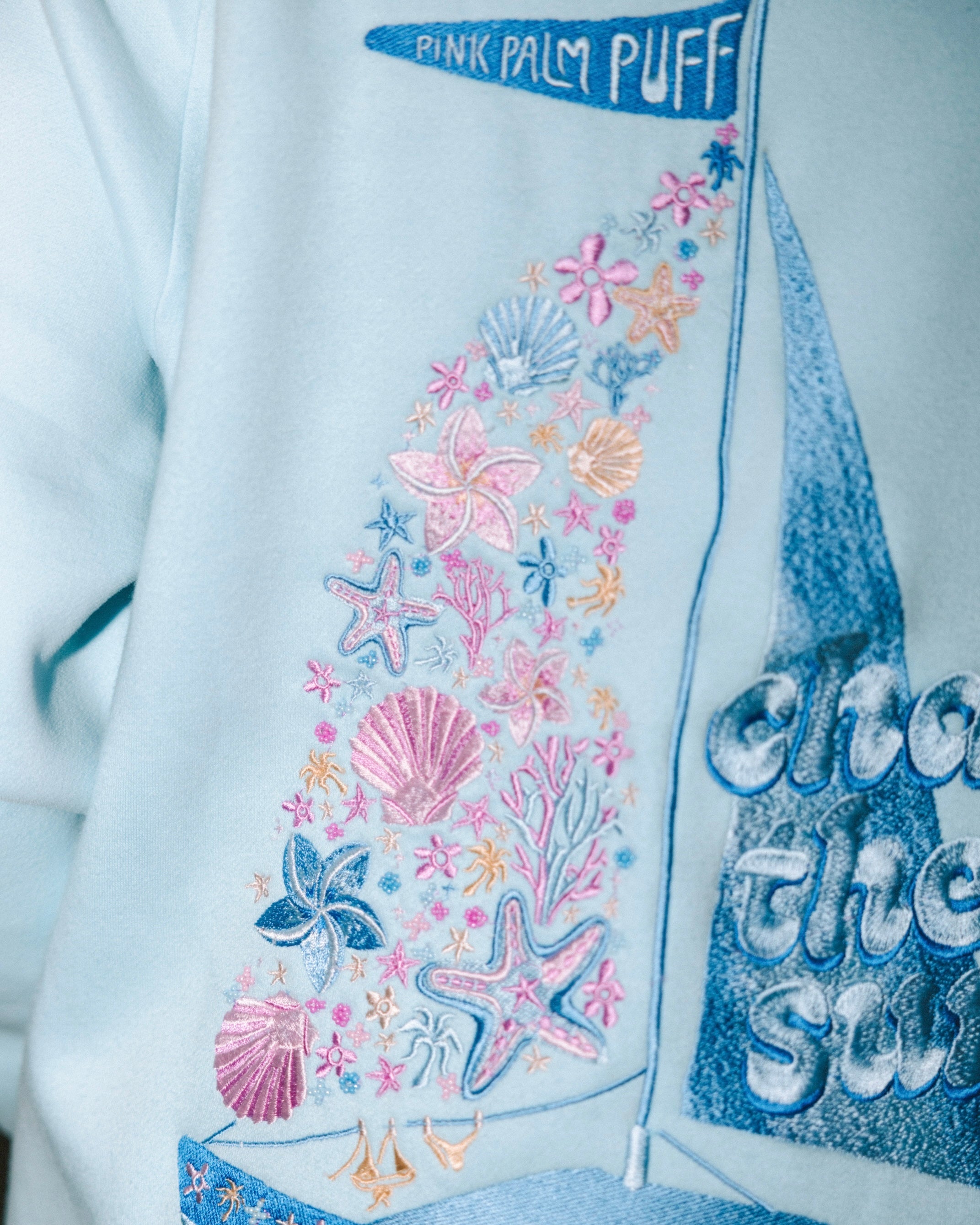 “Chase the Sun” Relaxed Hoodie in Sky Blue