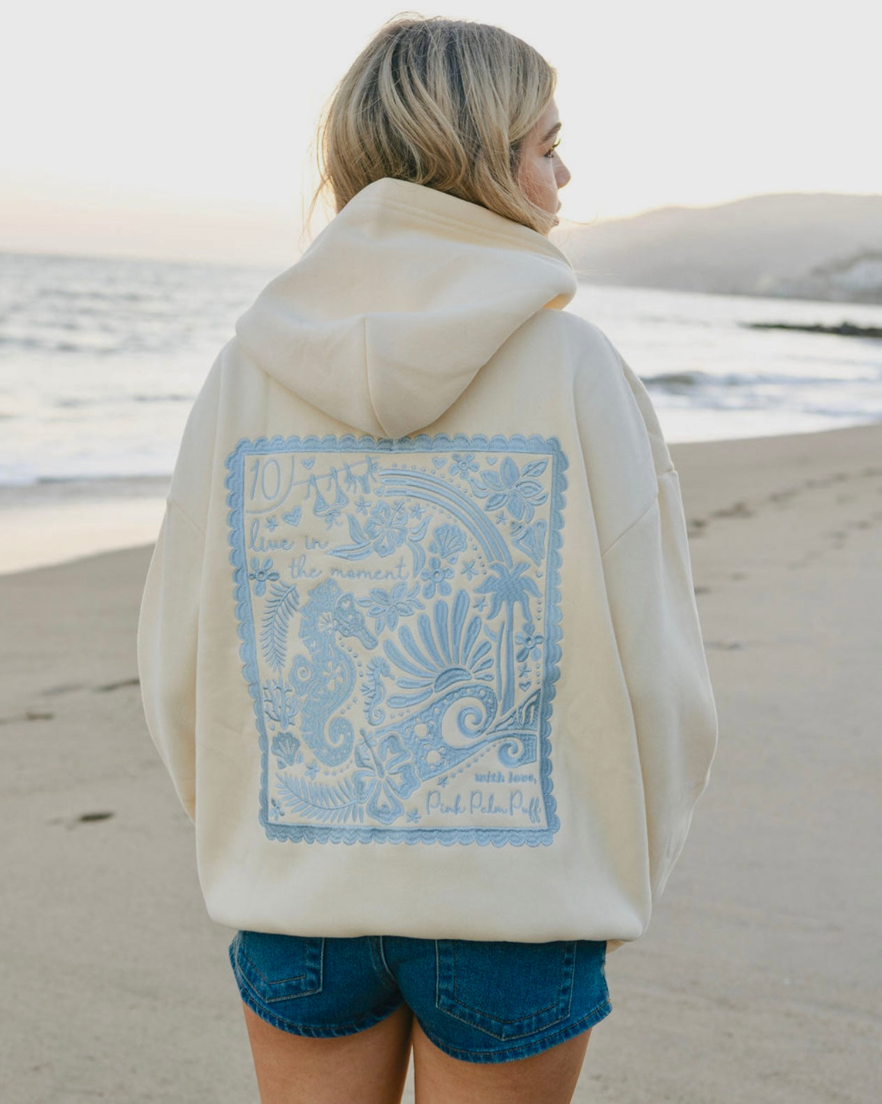 "Live in the Moment" Hoodie in Sand
