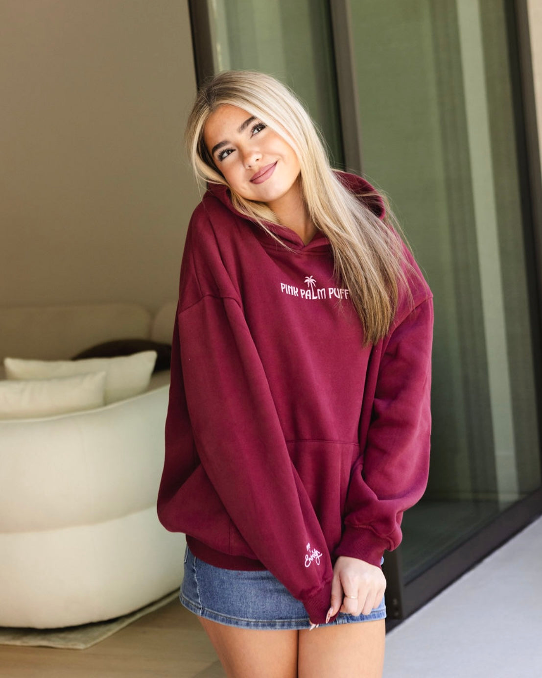 "Live in the Moment" Hoodie in Cherry