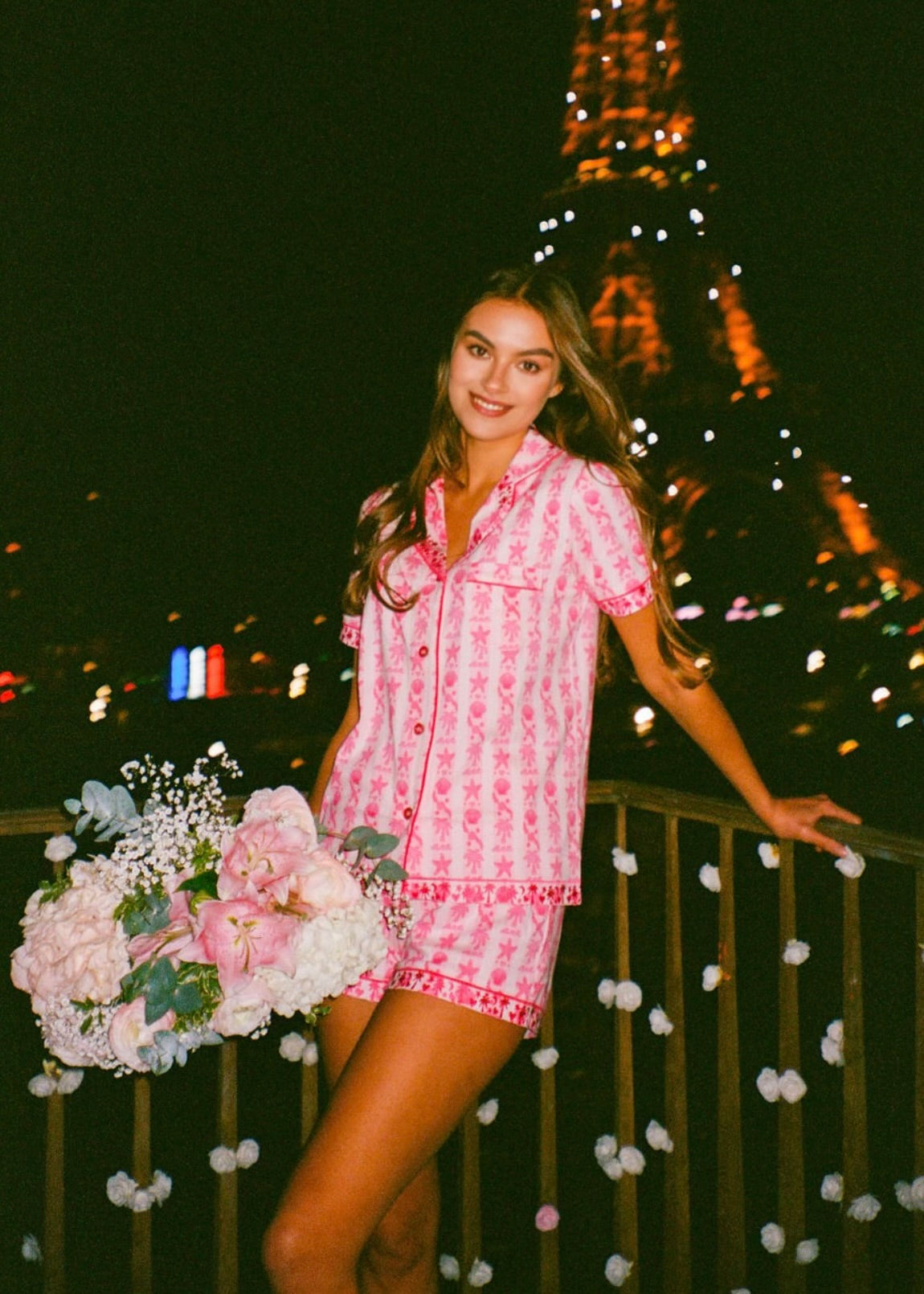 Pink Palm Pajamas in Blush Bay